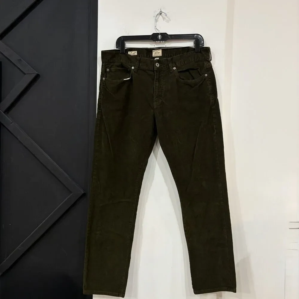 J Crew Men’s Green 484 Slim Fit Corduroy Pants Waist 34